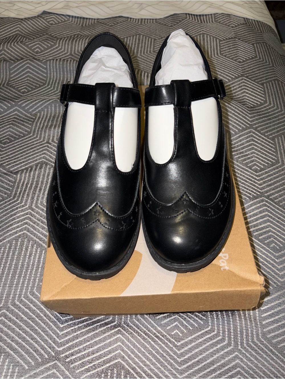 PatPat Black T-Strap Mary Jane Dress Shoes for Kids